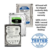 Used 3.5 SATA HDD / second hand Internal Hard Disk/ Desktop / good test score / 500 GB (TOSHIBA, SEAGATE, SAMSUNG, etc)