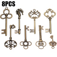 8pcs New Large Vintage Skeleton Keys Antique Keys Pendant Jewelry Craft Decor