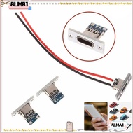 ALMA USB Jack, Type-C 2P Female Connector Jack, Waterproof Type-C Plug 2Pin Charging Port