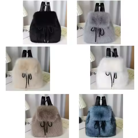 Women's shoulder bag with plush elements. A small backpack suitable for daily casual or formal occas