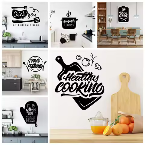 1 pc Cooking Text Wall Decal Text Art Vinyl Stickers For Kitchen Decoration Accessories Wall Decal A
