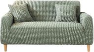 Sofa Slipcover, Seersucker Sofa Cover, Sofa Cases, High Elastic Fabric, Printed Pattern, Sofa Protector (Green, 3 Seater)
