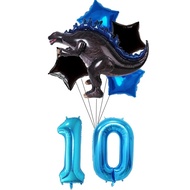Godzilla Theme Children's Party Cartoon Color Digital Aluminum Foil Balloon Combination Dress Up 6PC