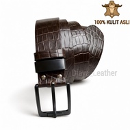 Men's Genuine Leather Belt/ Men's Leather Belt/ Genuine Leather Buckle Crocodile Belt