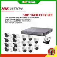Hikvision 5MP 16 saluran SET CCTV ULTRA HD Analog - Set Penuh 16 Saluran Hikvision Sistem CCTV 5MP -