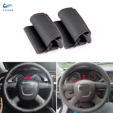 Car Steering Wheel Leather Cover Trim For Audi A3 8P A4 B7 B8 A5 8T A6 C6 A8 D3 Q5 8R Q7 4L 4-Spoke 