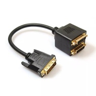 DVI Splitter Adapter DVI-D Male To Dual 2 DVI-I Female Y Cable