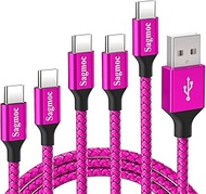 Sagmoc Type C Charger Cable Pink USB C Premium Shiny Nylon Braided Rapid Charging Cord 5 Pack 10FT 2