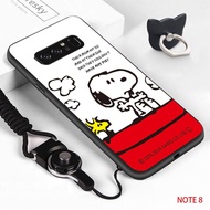 เคสมือถือเคสโทรศัพท์เคส Samsung Galaxy Note 8 note8 (แหวนนิ้ว + เชือกเส้นเล็ก) การ์ตูนน่ารักโทรศัพท์มือถือกลับส่วนตัว Snoopy สุนัขโทรศัพท์มือถือปลอกนุ่มกันกระแทกซิลิโคน TPU กรณีโทรศัพท์มือถือน่ารักปก