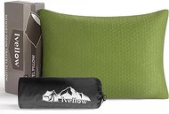 Ivellow Memory Foam Travel Pillow Compressible Camping Pillow for Sleeping Shredded Memory Foam Pillow Compact Firm Supportive Small Pillow for Adults Kids Outdoor Backpacking Hiking Essential Gear-S