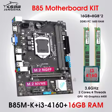 B85 Motherboard Kit set with i3 4160 CPU and 16GB DDR3 RAM Memory Combo Placa Mae Desktop Assembly L