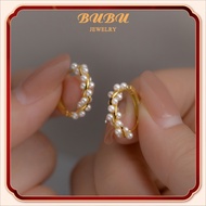 18k saudi gold pawnable legit earrings women's twisted south seas white pearl jewelry gift for girlfriends
