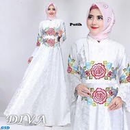 Baju Gamis Wanita / Dress Muslim Motif Bunga Bordir / Baju Pesta