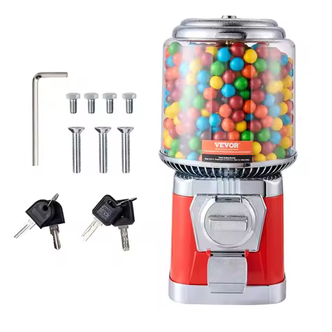 16"H Gumball Machine Vending Coin Bank Vintage Candy Dispenser PC Red