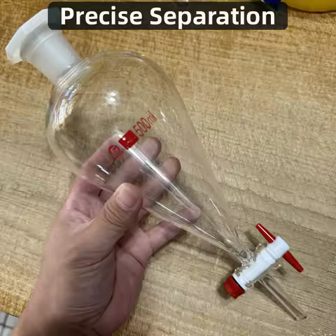 1pc Brown and Transparent Lab Glass Pear-Shaped Separatory Funnel Separating Eurify Essential Oil Ch