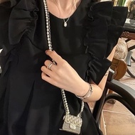 CHANEL 珍珠金屬迷你小廢包鏈長102cm 99新配件盒子