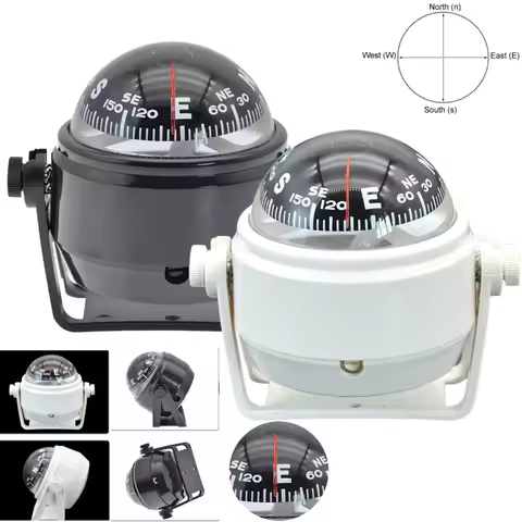 Navigation Compass 360 Degree Rotation Waterproof ABS Sea Pivoting Marine Boat Compass White/Black B