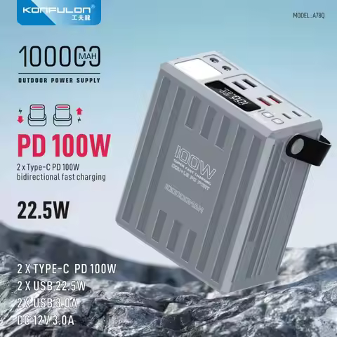 100000mAh Power Bank PD 100W USB C Fast Charge Large Capacity 22.5W with 7 Outputs & LCD Display Bat