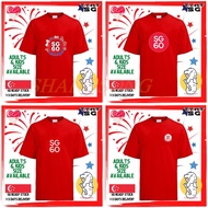 [SG T SHIRT] Anniversary 60 th T-shirt for men and women Singapore National Day Red Family T shirt b