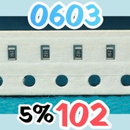10pcs Chip resistor smd 102 1K0 5% size 1608 0603 1Kohm 1K ohm 1 Kohm