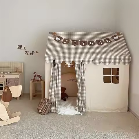 Korean children's tent indoor solid wood game house princess castle baby household toys small house 