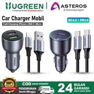 UGREEN Fast Charging Car Charger + Cable iphone, Type C, Micro USB 30W - 130W