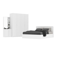 INDEX LIVING MALL ชุดห้องนอน รุ่นเมโลเดียน (เตียง ตู้เสื้อผ้า 4 บาน โต๊ะเครื่องแป้ง) - สีขาว