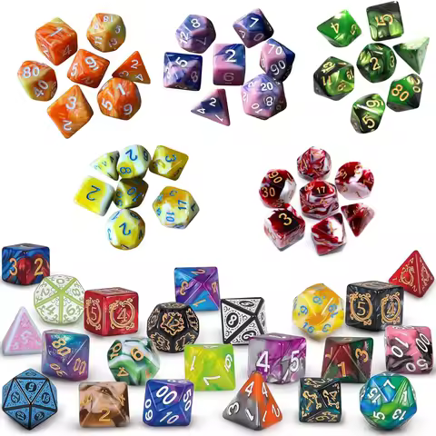Dice Set – 7 Pcs Acrylic Polyhedral Dice DND Dice Gifts for D&D, Pathfinder, MTG, Table Game Night, 