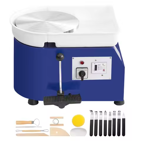 SucceBuy 11in Pottery Wheel Ceramic Forming Machine Adjustable 60-300RPM Speed Handle Foot Pedal Con