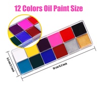 สีเพ้นท์หน้า สีเพ้นท์หน้าปาร์ตี้แฟนซี ชุดจิตรกรรม 12 สี สำหรับเด็กและผู้ใหญ่ ภาพวาดสีน้ำมันถาดสำหรับ
