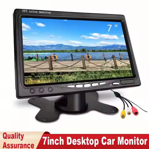 [7in TFT LCD Monitor] 7in Desktop Monitor for Drive Safety Easy Installation Monitor Color TFT LCD D