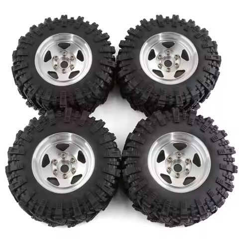 4Pcs 98Mm Metal 1.9Inch Beadlock Wheel Rim Rubber Tire Set For 1/10 RC Crawler Car TRX4 D90 Axial SC