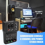 Q-12 Sound Card Audio Mixer Sound Board Console Desk System Interface 4 Channel 48V Power Stereo Computer Sound Card