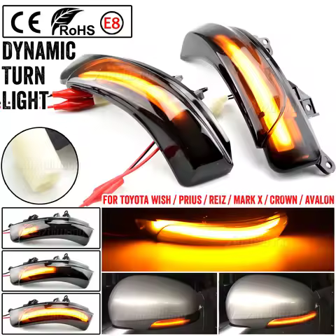 2PCS LED Dynamic Turn Signal Light For Toyota Camry Prius REIZ Wish Mark X Crown Avalon IQ EQ EV SAI