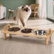Mangkuk makanan kucing bertingkat dengan penyangga keluli tahan karat, mangkuk kucing yang condong, 