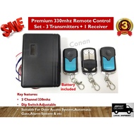 Autogate Door Wireless Premium Remote Control Set (330Mhz) / (433Mhz) with 3 Transmitters + 1 Receiv