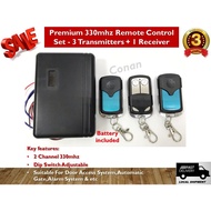 Autogate Door Wireless Premium Remote Control Set (330Mhz) / (433Mhz) with 3 Transmitters + 1 Receiver