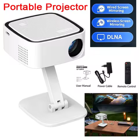 Portable Projector with Detachable and Rotating Stand Mini Phone Projector New Product Supports Powe