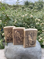 Kimigo Aesthetic Handy Fluid Refill Bike Design Lighter/Vintage Gold Metal Portable Kerosene Refilla