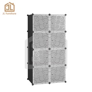 JL Furniture 8 Cube Portable Wardrobe Closets DIY Clothes Storage Organizer Shelf with Door & Hangin