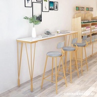 Milk Tea Shop Marble Table Chair Nordic High Feet Household Wall Bar Table Balcony Combination Long 