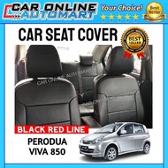 Perodua Viva 850 Black with Red Line Car Seat Cover PVC Leather Cushion Cover