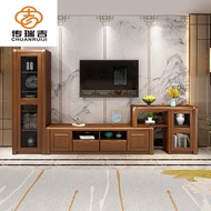 ST/💚Solid Wood TV Cabinet Floor Cabinet Locker TV Background Wall Cabinet Living Room TV Cabinet Modern Chinese TV Cabin