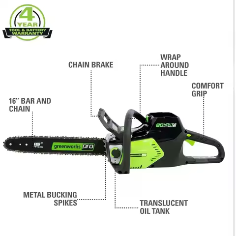 Greenworks 80V 16" Brushless Cordless Chainsaw