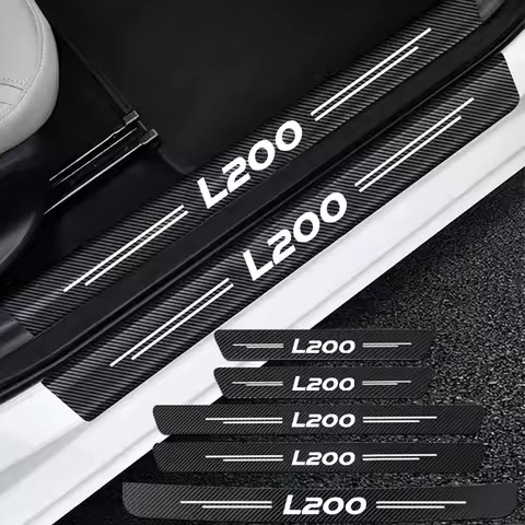 Auto Carbon Fiber Decals Stickers Car Door Threshold Scuff For Mitsubishi L200 21"+19" 2005-2009 TRI