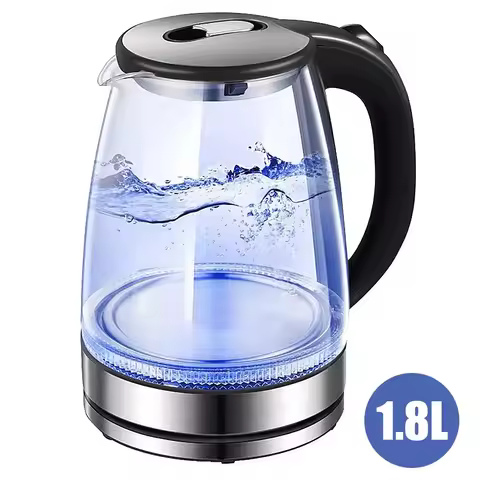 1.5 Liter Electric Glass Kettle Borosilicate Transparent Tea Pot Fast Boil Heating Base Water Heater