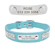 【hot】!¤ Personalized Dog Collar Leather Puppy Collars With Name Tag Adjustable Cat For Small Medium