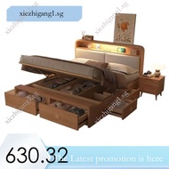 Wood Solid Bed Thickened Sturdy Modern 1.335M Drawer High Box 1.8M Double Nordic Style Master Bedroo