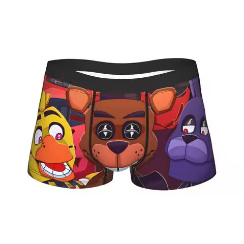 FNAF At Freddys Trunk Pouch Underwear Trenky Custom Boxer Brief Breathable Men Underpants Plus Size