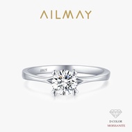 Ailmay D Color Lab Diamond 0.8Ct Moissanite Ring For Women 925 Sterling Silver Wedding Engagement Ba